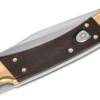 Buck 110 AUTO Folding Hunter 3.75" Plain Blade, Ebony Wood Handles, Leather Sheath - Image 2