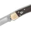 Buck 110 AUTO Folding Hunter 3.75" Plain Blade, Ebony Wood Handles, Leather Sheath